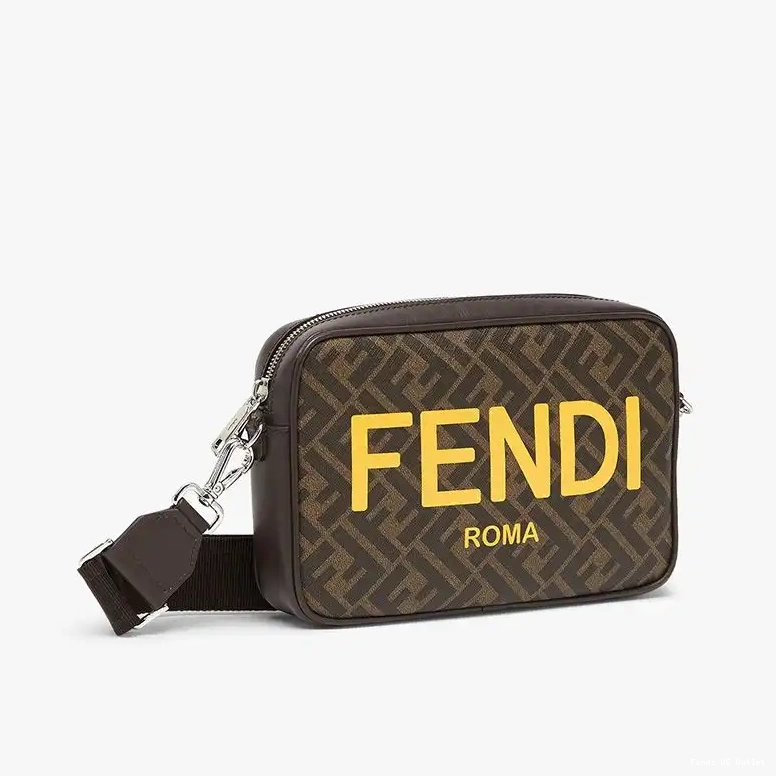Affordable HOT Case Logo Fabric Compact FF Brown Camera ROMA Motif Fendi In 0508